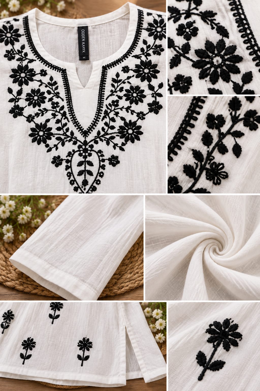 Ivory Bloom Embroidered A-Line Tunic - Image 2