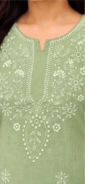 Sage Green Floral Embroidered Tunic - Image 2