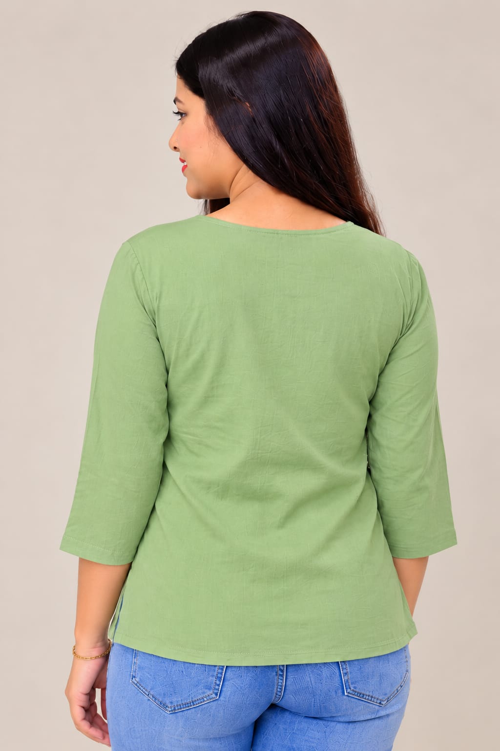 Sage Green Floral Embroidered Tunic - Image 4