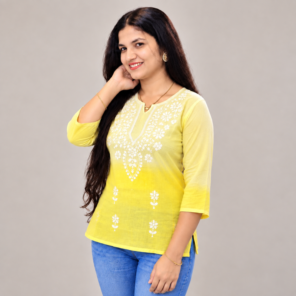 Sunshine Bloom Embroidered Tunic