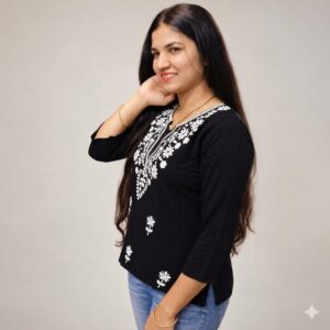 Midnight Bloom Embroidered Tunic